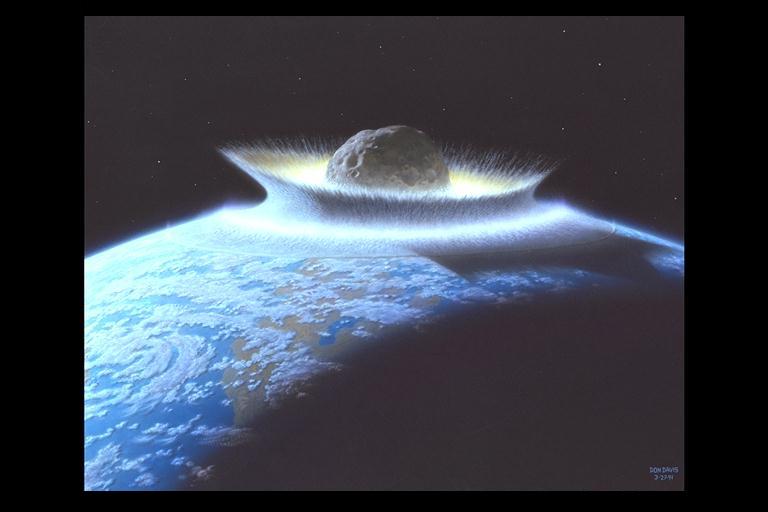Artist's rendering of an asteroid hitting the Earth (NASA)