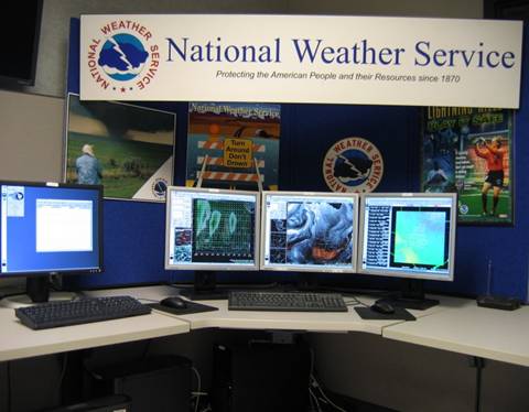 a National Weather Service AWIPS workstation